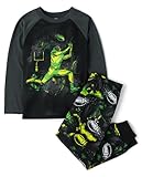 The Children's Place,Boys,Long Sleeve Top and Pants 2 Piece Pajama Set,Black Football,Small