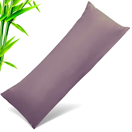 Image of Bamboo Pillow Cases Body Size, Greish Purple Cooling Pillowcases with Zipper Closure, Cool & Breathable Pillow Case for Hot Sleepers and Night Sweats, 20 inch x 54 inch