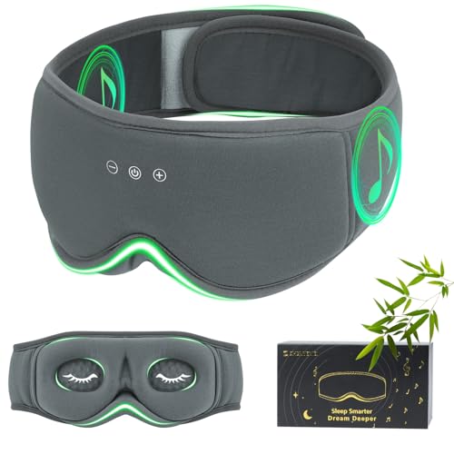ZHENYEMEI Bamboo Cotton Sleep Mask with Bluetooth Headphones
