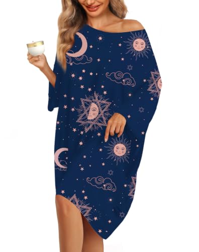 Image of KFUBUO Plus Size Nightgowns for Women Oversized Sleep Tshirts Dress Short Sleeves Sleepwear With Pocket Fit S-5XL