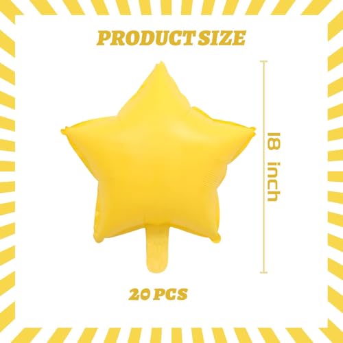 Image of ZHENGYE 18 Inch Yellow Star-Shaped Balloon Aluminum Foil Balloons Wedding Birthday Party Decoration(20 Pcs)