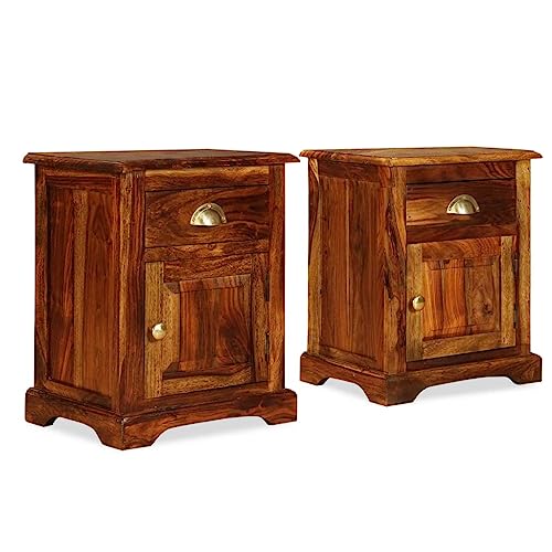 Bedside Table, Modern Bedside Table with Storage, Bedroom, Living Room,Bedside Cabinet 15.7"x11.8"x19.7" Solid Sheesham Wood