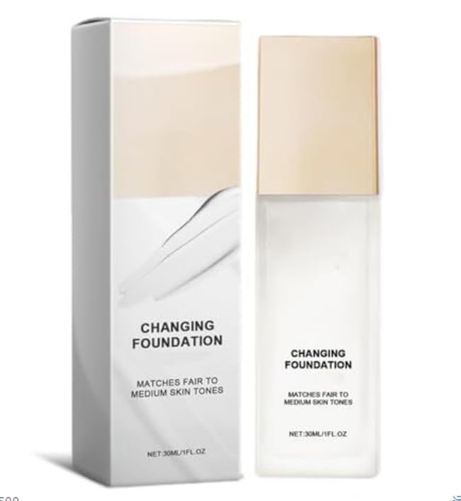 Color Changing Foundation for Mature Skin, Hydrating and Lightweight Liquid Foundations, Tone Suitable for All Skin Types (1pcs)