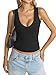 Eachyes Womens V Neck Tank Tops Sleeveless Slim Fit Shirts Summer Going Out Fashion Outfit Clothes 2026 Black Medium