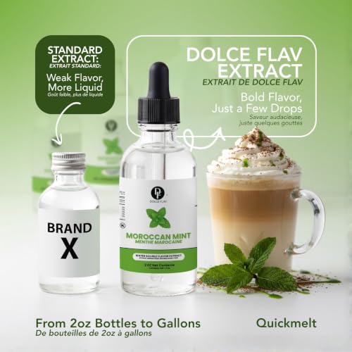 Image of Dolce Flav Natural Moroccan Mint Extract - Water-Soluble Flavoring for Drinks, Ice Cream, Baking & Desserts | Pure MintTaste