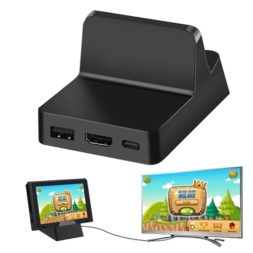 Nizirioo Docking Station per Nintendo Switch/OLED: Base di Ricarica Portatile TV Mini Con 4K HDMI e Porta USB 3.0