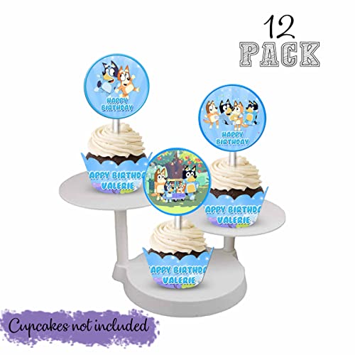 Bluy Cupcake Wrapper Set - 12pack (24ct) (Customizable, Blue) - Thumbnail 2