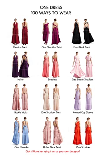 Image of Multi-Way Wrap Infinity Maxi Dress for Bridesmaids & Wedding Guest | 31 Colors for All Wedding Themes, One Size & Plus, 1 Dress for Any Events, Evening, Prom, Gala, Non-See-Through, Wrinkle-Free