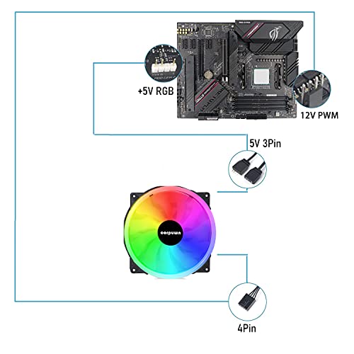 Corpuwn 200Mm Argb Fan Premium Addressable Rgb Fan Silent Pwm Cooling Fan For Pc Control Lighting Led Case Fan #TOP5