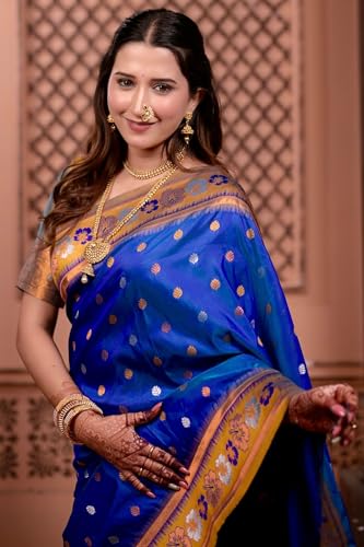 Image of SGF11 Women's Kanjivaram Pure Soft Silk Saree With Unstitched Blouse Piece
