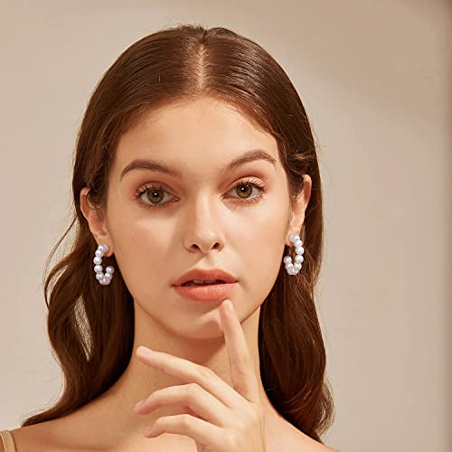 Gacimy Pearl Hoop Earrings for Women with 925 Sterling Silver Post2