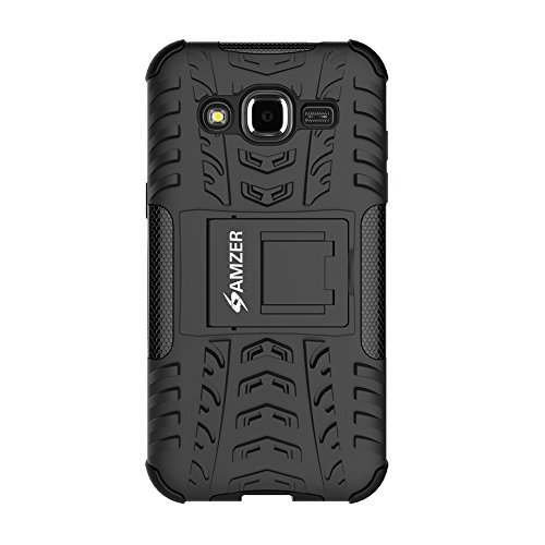 Amzer Impact Resistant Hybrid Warrior Case For Samsung Galaxy J2 Sm-J200F - Retail Packaging - Black #TOP14