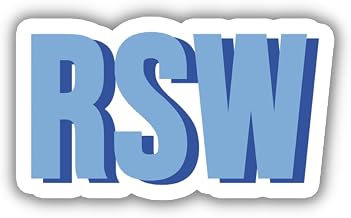 RSW Double Layer Airport Code Sticker, 3D Shadow Block Decal, Vinyl Travel Sticker Laptop Lugage Journal, Cute Retro Décor (Blue)