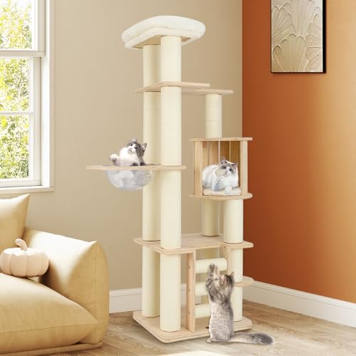 Tangkula árbol para gatos madera 71 pulgadas para interior miniatura 2