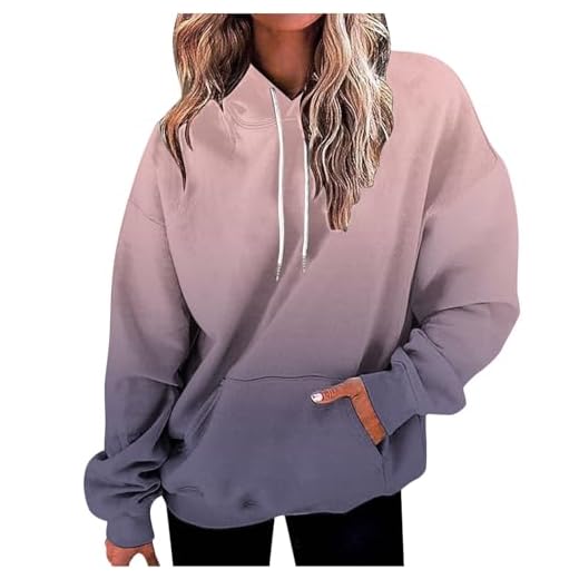 Susenstone Pull Femme Sweats à Capuche Couleur Dégradé Survetement Automne Hiver Verement Grande Taille Plaid Haut Pullover Coupe Ample Chemises Blouses Manteau Polaire Chaud Doux Confortable