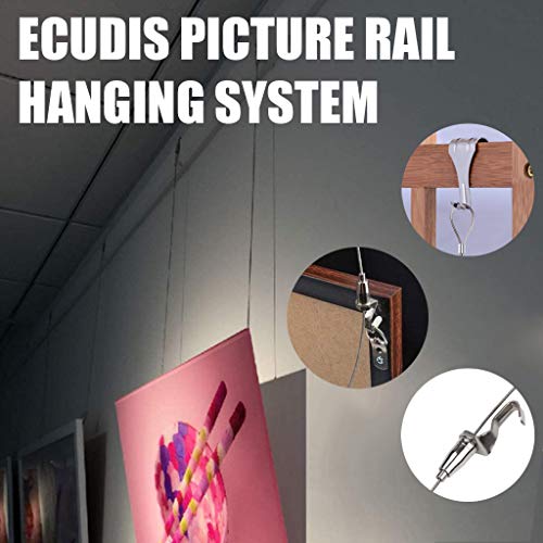 Ecudis Picture Rail Hanging System, Adjustable Picture Hanging Wire Kit With Hooks, Art Picture Display Kit For Wall Picture, Exhibition, Art Gallery(10 Pcs, 1 Meter) #TOP5