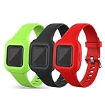 Chofit (3-Pack Straps Compatible with Garmin Vivofit jr.3 Strap, Adjustable Replacement Soft Silicone Sport Wristband Band Armbands for Kids 4+ for Vivofit jr.3 Fitness Tracker (Black+Red+Green)