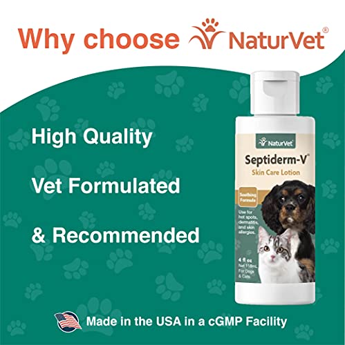 Image of NaturVet Septiderm-V Skin Care Lotion for Dogs & Cats - Pet Health Supplement for Dermatitis, Dog Skin Allergies, Itching, Hot Spots, Cat Rashes - Pet Lotion, Grooming Aid - 4 Oz.