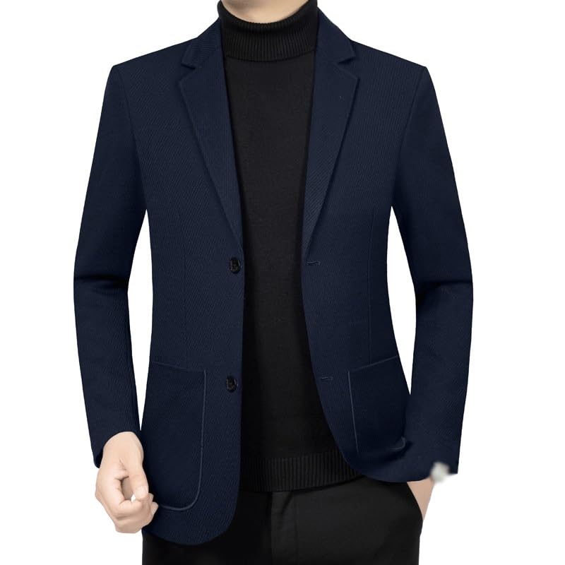 Mens Dark Blue Casual Blazers Sport Coat Lightweight Two Button Business Jackets for Wedding Prom Homecoming