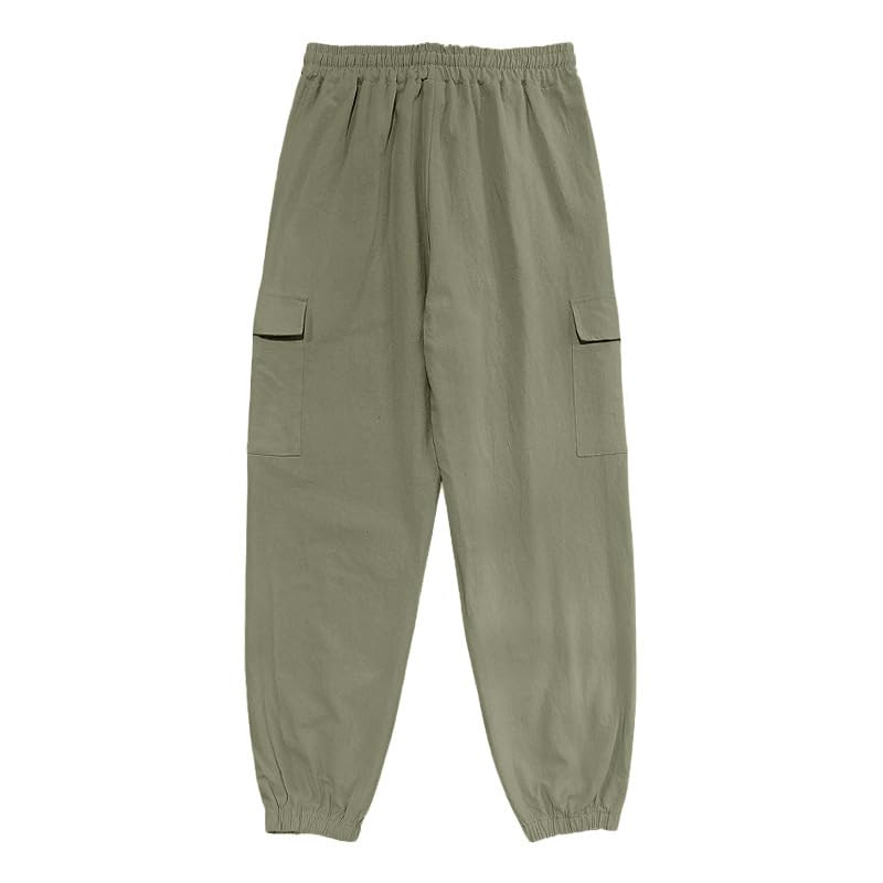 TIAFORD Men's Casual Cotton Linen Harem Pants Elastic Waist Drawstring Yoga Pants Baggy Sweatpants Beach Trousers4
