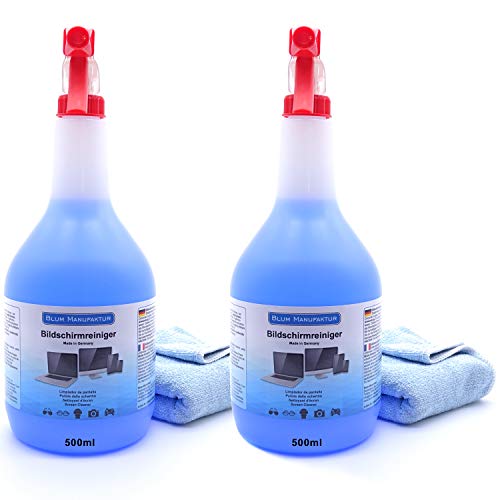 Blum Lot de 2 nettoyants d'écran 500 ml + 2 chiffons en microfibre 30 x 30 cm Cover