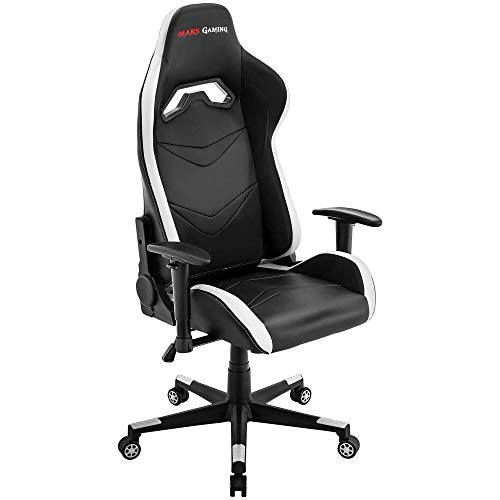 Mars-Gaming-MGC3BW-Silla-Gaming-Ergonomica-Cojin-Lumbar-y-Cervical-Blanco