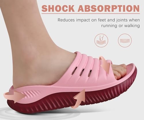 Image of KuaiLu Womens Recovery Sandals With Comfortable Plantar Fasciitis Support,Ladies Orthotic Open Toe Sport Slides Thick Cushion Reduces Stress on Feet,Joints & Back Post-Exercise