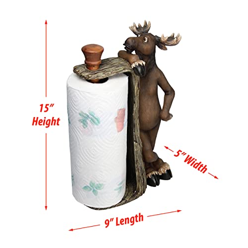 Rivers Edge Products Countertop Paper Towel Holder, Unique Resin And Wood Paper Towel Holder, Novelty Napkin Roll Holder For Counter, Giftable Animal Paper Towel Stand, Moose #TOP5