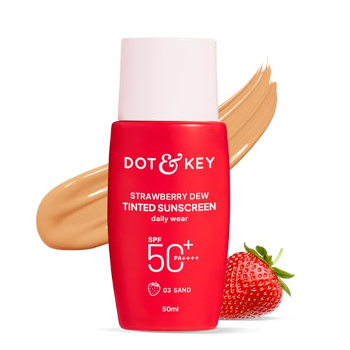 Image of Dot & Key Strawberry Dew Tinted Sunscreen In-Vivo Tested SPF 50+ PA++++ With New-Age UV Filters, Brightens & Protects Skin, Ultra-light, Blends Easily, With Niacinamide, Natural Finish, Non-Sticky | 50ml