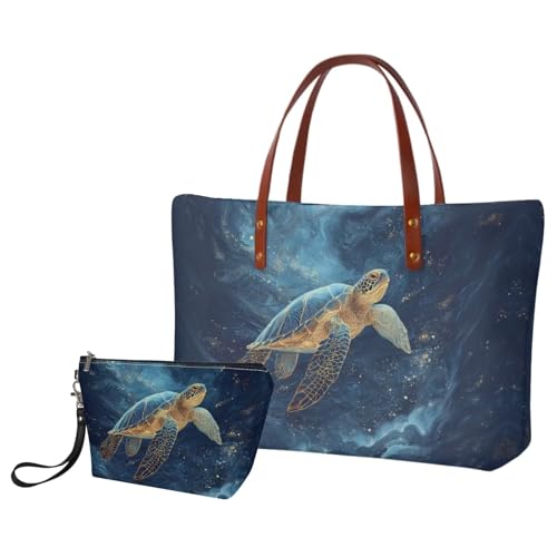 Image of 2PCS Tote Bag for Women Top Handle Purse with Wallet, Hobo Bag Tote Shoulder Bag with PU Cosmetic Bag