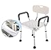 Chaise de Douche en Aluminium Tabouret antidérapant Vieux Personnes Handicapées Chaise de Bain Tabouret de Bain pour Femme Enceinte Hauteur Réglable avec Accoudoir
