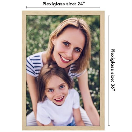 Image of Americanflat 24x36 Poster Frame with Polished Plexiglass - Epic Collection - Gallery Wall Frames with Engineered Wood - Wide Photo Frame for Wall Display - Natural Oak