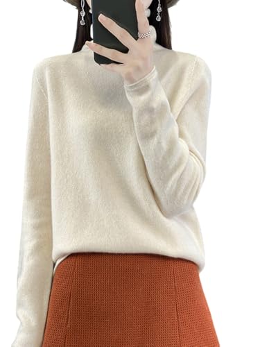 100% Merino Wool Sweaters Women's Fall Winter Female Knitted Turtleneck Long Sleeves Pile Collar Soft(WQ016)