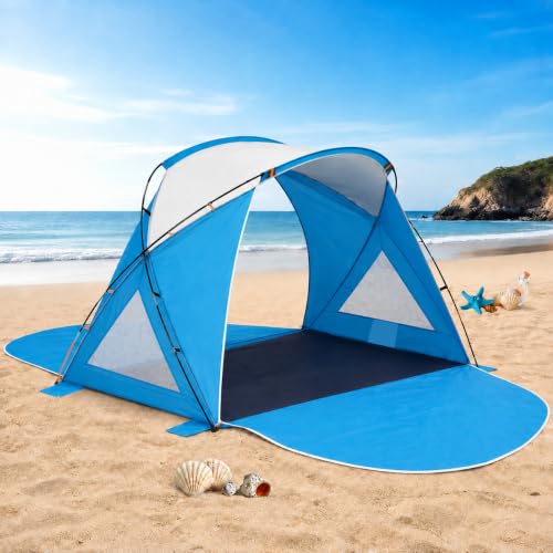 Beach Tent for 2-6 Person, UPF 50+ Sun Shelter with Cross-Pole Design