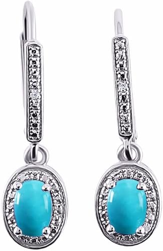 Miniatura 3 de RYLOS Aretes para mujer aretes de oro de 14 quilates con piedra preciosa ovalada y diamantes auténticos aretes colgantes de 025 x 015 pulgadas