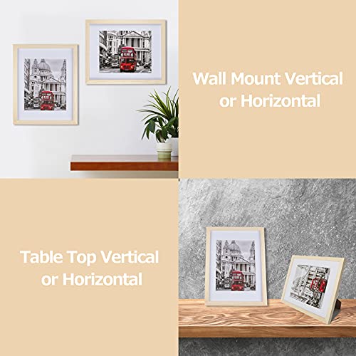 Charein 11X14 Picture Frame Set Of 6, Made Of Solid Wood For 8X10 Pictures With Mat Or 11X14 Without Mat, Multi Photo Frames For Wall Hanging And Tabletop Display Home Office Decor, Wood Grain #TOP3