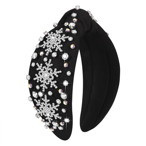 JERTOCLE Christmas Headband Xmas Headband for Women Silver Christmas Snowflake Head Band Crystal Knotted Head Band Holiday Party Headwear Hair Accessories Gift (Snowflake)