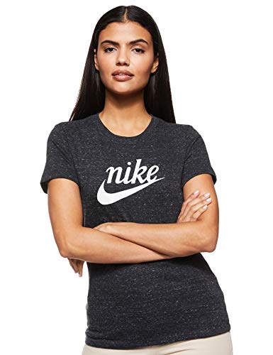 Nike W NSW tee Varsity T-Shirt, Mujer, Black/(Sail), XS