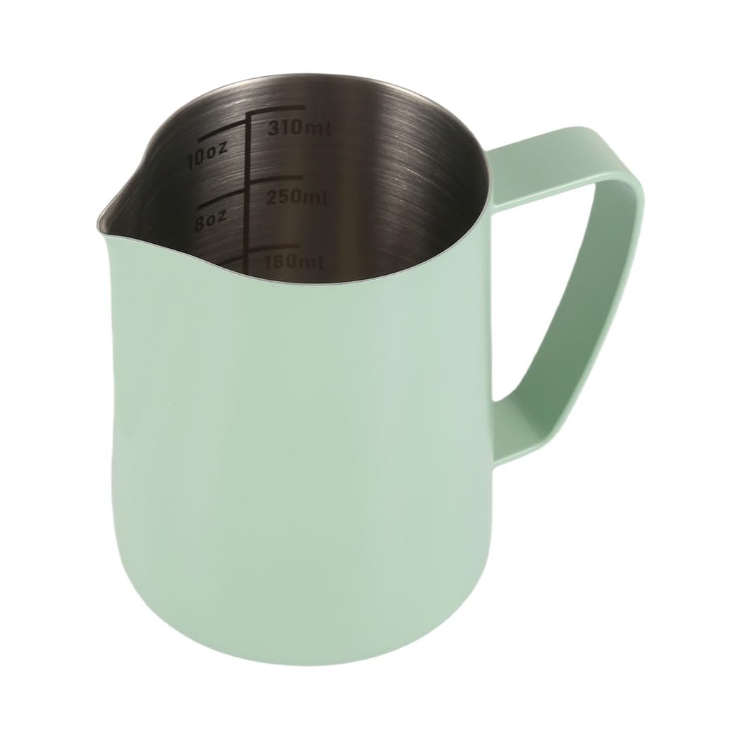 Brocca schiumalatte da 350 ml, in acciaio inox, per caffè e cappuccino, con scala di misurazione, colore verde