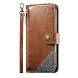 FDUJINH Leder Hülle Für iPhone 17 Pro Max/17 Pro/Air/17, Brieftasche Klapphülle Mit Handgelenkband Ständer Funktion Stoßfestes Flip Handyhüllen,Braun,Air
