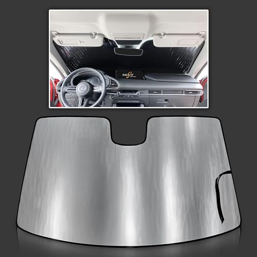 Custom Fit Reflective Windshield Sun Shade for 2019 2020 2021 2022 2023 2024 2025 2026 Mazda 3 Mazda3 Sedan Hatchback, Insulated Window Sunshade Privacy Blockout UV Reflector Protection - Made in USA