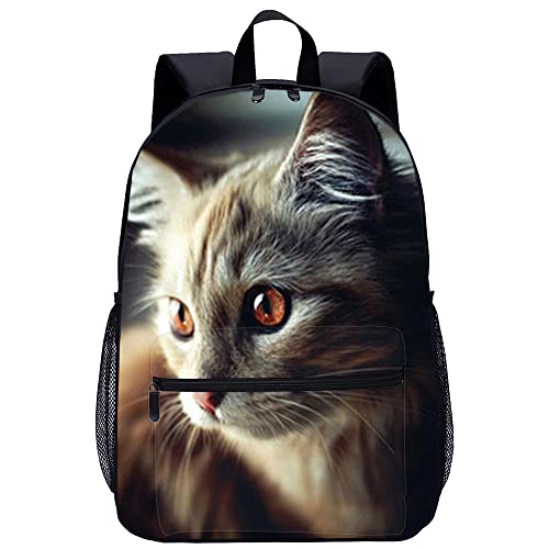 Mochila impresa en 3D de gatos con compartimento unisex informal 1