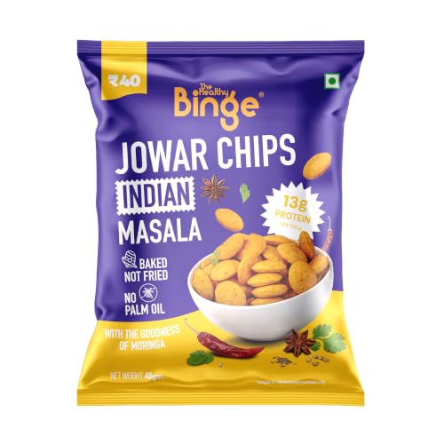 The Healthy Binge Jowar Baked Chips Indian Masala – Healthy Snacks | Baked Snacks | No Palm Oil | Protein Rich | Healthy Snacks for Kids and Adults 40g
