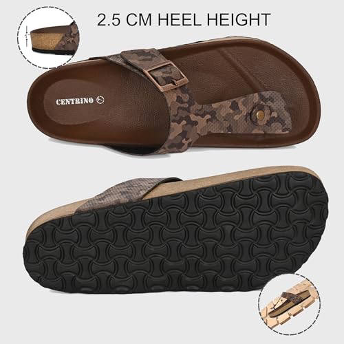 Image of Centrino Men's Berkin-Style Slip-On Sandals | Open Toe Design | Soft PU Footbed | Lightweight & Comfortable | Arch Support | On-Grip Sole | Casual Outdoor Wear (9214)