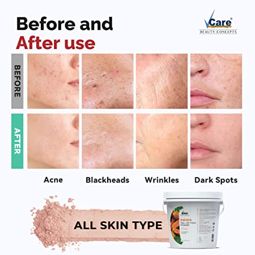 Image of Vcare Jelly Papaya Peel Off Mask For Facials Skincare |Face Mask Powder 1Kgs - Facial Skin Care Product for Women Smoothing, Moisturizing, Cleansing, Refreshing