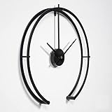LW Collection Wanduhr Denzel Schwarz 52cm - Wanduhr modern - Leises Uhrwerk - industrielle Wanduhr - Große Wanduhr - Nicht tickend - geräuschlos – batteriebetrieben - industrial design
