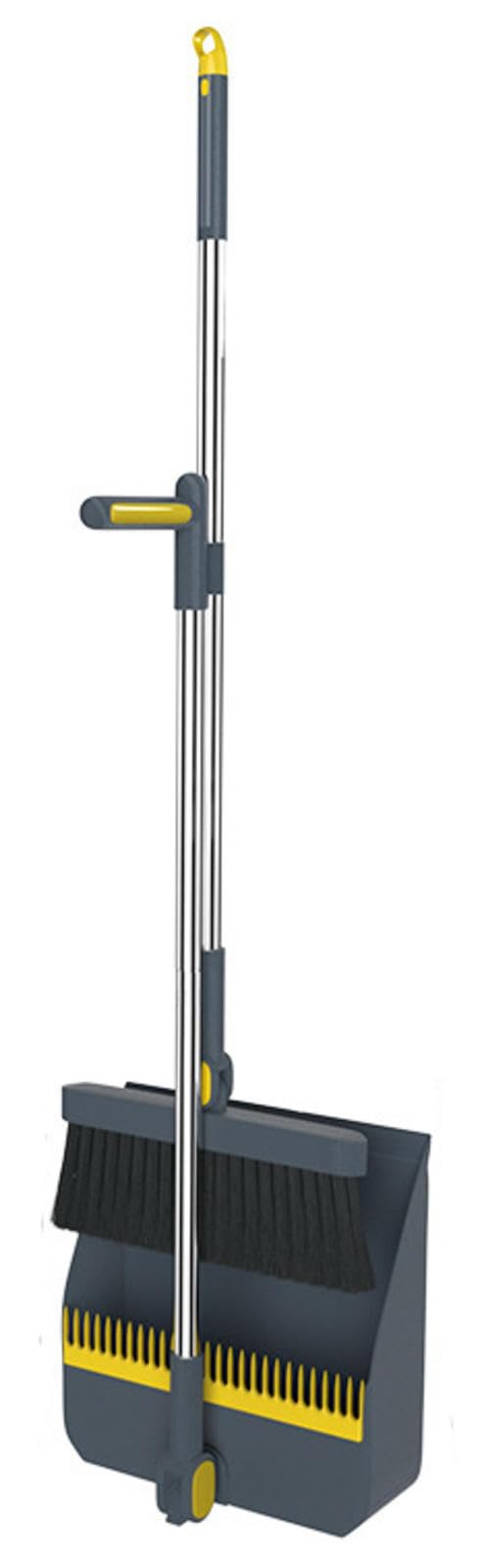 NIBHZ Escoba con Palo Largo Extensible y Recogedor de Pie Plegable para Limpiar, Escoba de Goma y Recogedor Basura, para Hogar, Oficina y Uso en Exteriores,Gray