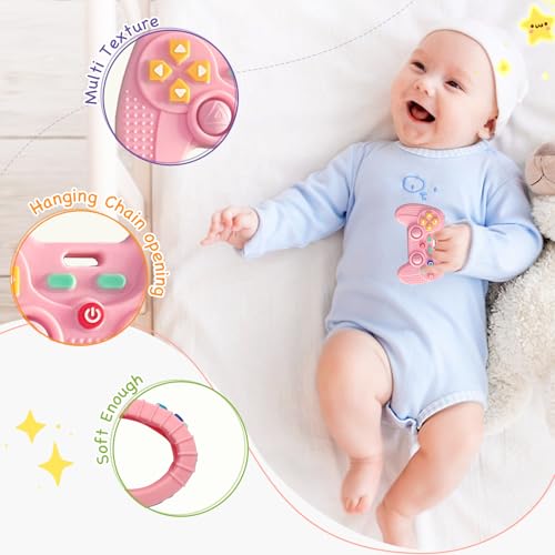 Image of Hooku Silicone Teething Toys for Babies 0-6 Months, Teethers for Babies 6-12 Months, Remote Teether for Baby, Sensory Toys for Babies, Baby Chew Toys
