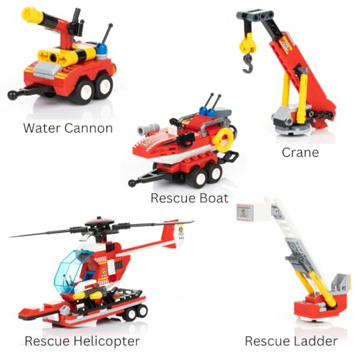Block Builder Fire Truck Building Block Set (646 Pieces). Fire Rescue Truck Includes Five Different attachments and a Rescue Helicopter. Building Blocks for Kids and Adults. by Block Builder - Image 3