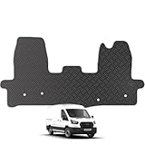 Carsio Rubber Van/Cab Mats For Ford Transit Van 2014+ Onwards Tailored Fit Floor Mat Set Complete Accessory Black Custom Fitted - All Weather & Heavy Duty, Anti-Slip Backing with Clips